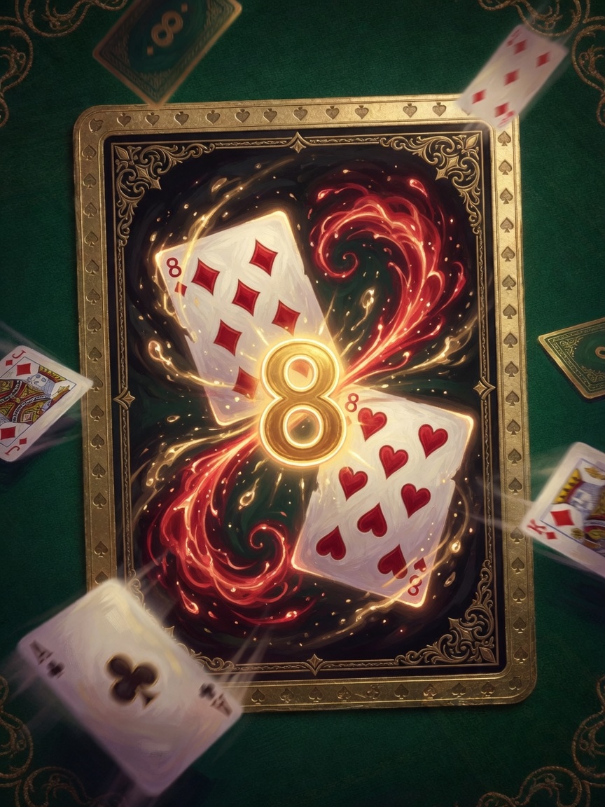 Stylized wild eights key art for Crazy Eights