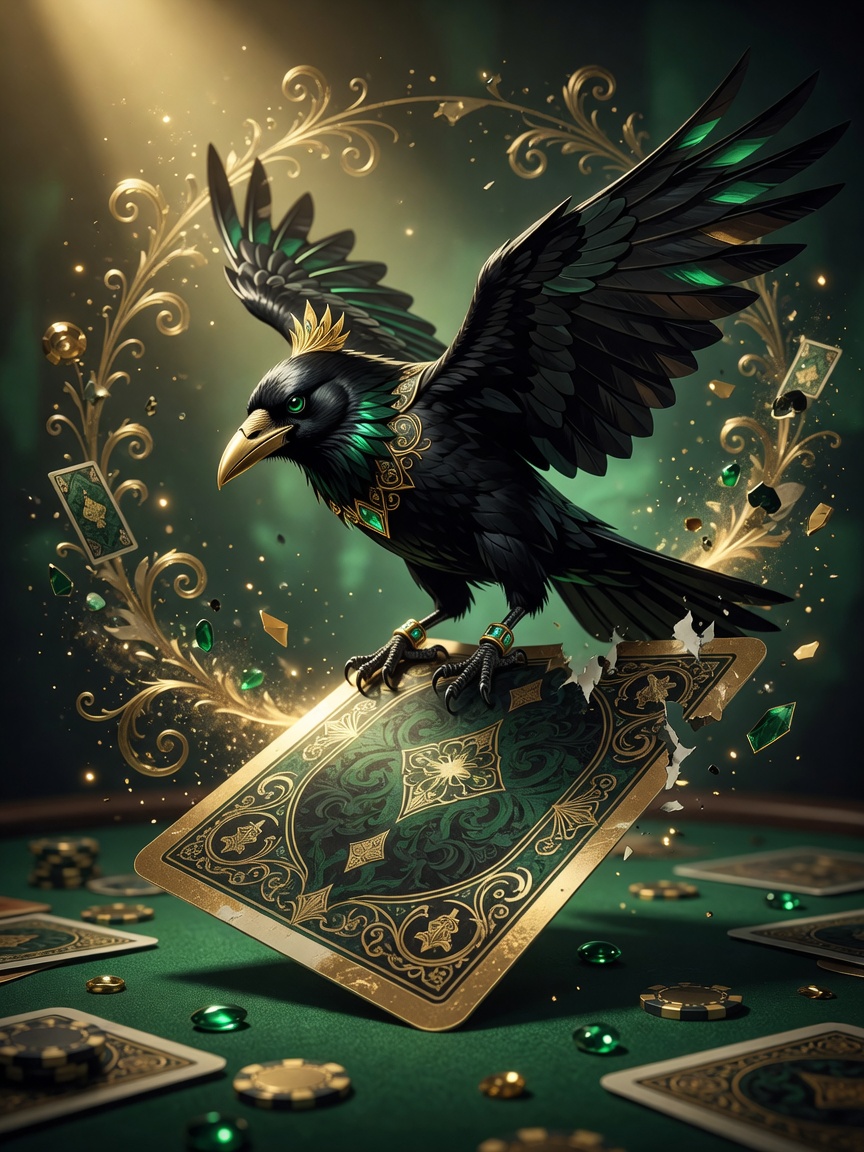 Stylized Rook bird key art